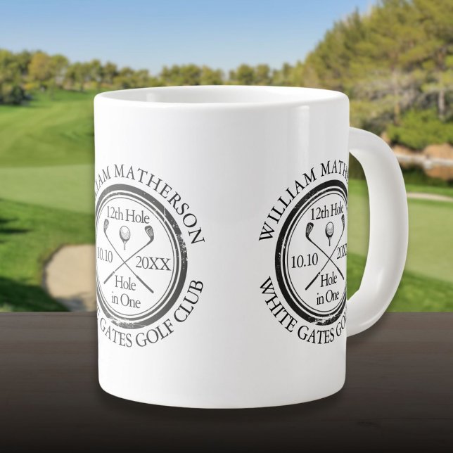 Taza De Café Gigante Agujero de golf personalizado (Golf Hole in One Personalized Giant Coffee Mug)