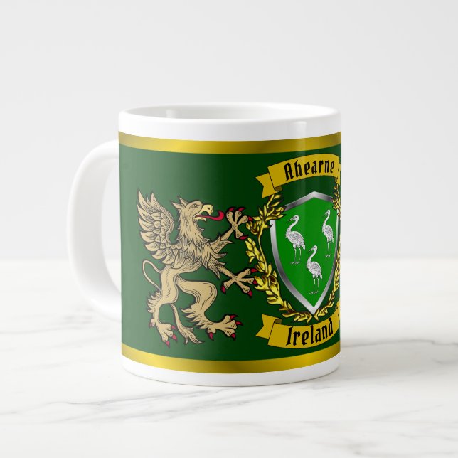 Taza De Café Gigante Ahearne/Aherne Irish Shield & Griffins (Izquierda)