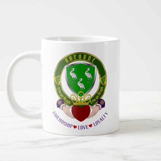 Taza De Café Gigante Ahearne Irish Shield con Claddagh Coffee Mug (Izquierda)
