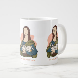 Taza De Café Gigante Al gato no le importa el café lindo Mona Lisa Coff