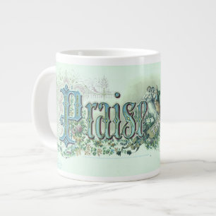 Taza De Café Gigante "Alabado Sea El Señor" Arte Cristiano Vintage verd