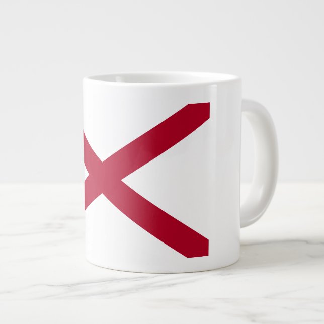 Taza De Café Gigante Alabama: Bandera de St Andrew Crimson (Derecha)