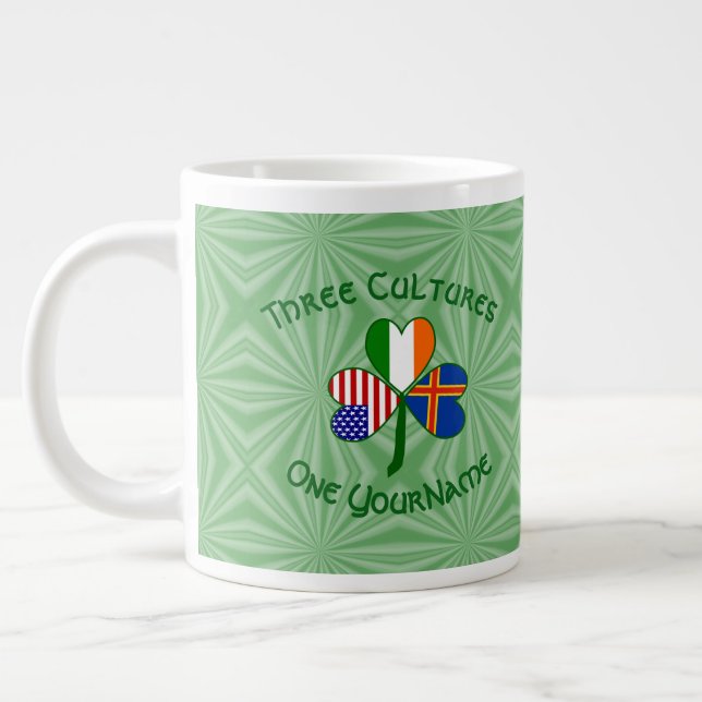 Taza De Café Gigante Ålander Banderas irlandesas americanas Shamrock pe (Izquierda)