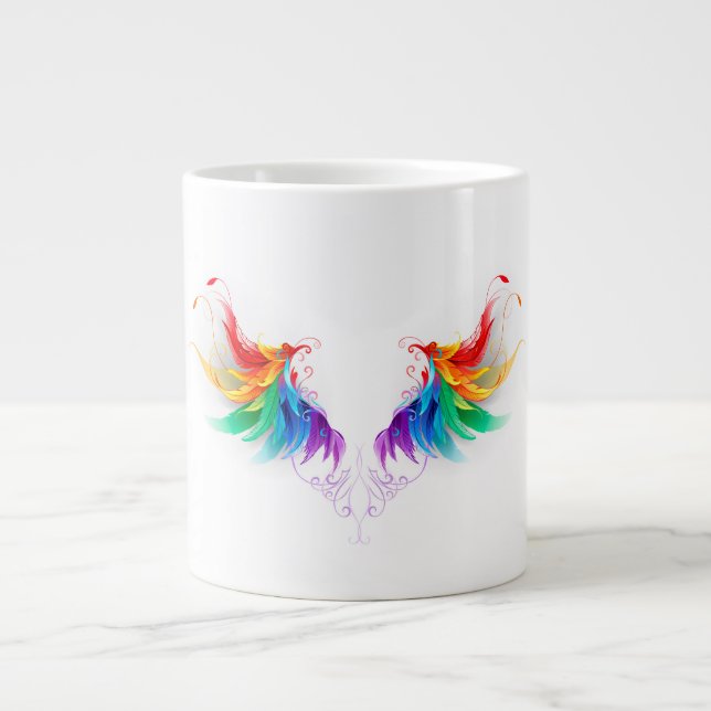 Taza De Café Gigante Alas del arco iris fluidas (Frente)