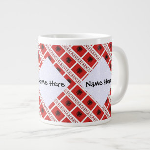 Taza De Café Gigante Albania y bandera albanesa personalizada en mosaic