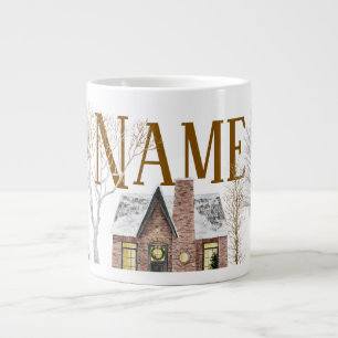 Taza De Café Gigante Aldea nevada personalizada con nombre