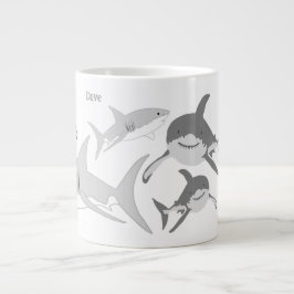 Taza De Café Gigante Alegre arte de los tiburones oceánicos
