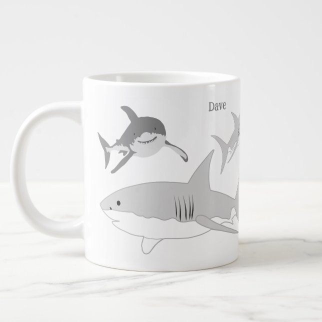 Taza De Café Gigante Alegre arte de los tiburones oceánicos (Izquierda)