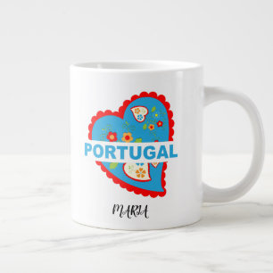 Taza De Café Gigante Alegre corazón portugués