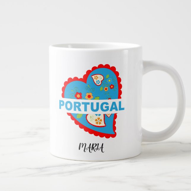 Taza De Café Gigante Alegre corazón portugués (Derecha)