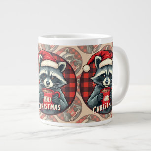 Taza De Café Gigante Alegría de Cacao de Mapache de Navidad