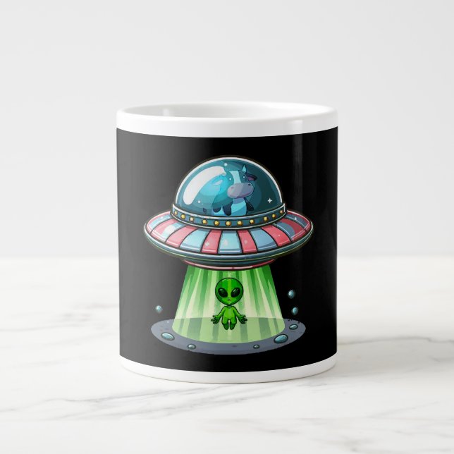 Taza De Café Gigante Alien secuestrador de vacas (Frente)