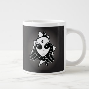 Taza De Café Gigante Alienígena Lindo Asomándose a Través de un Agujero