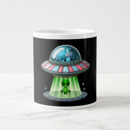 Taza De Café Gigante Alienígena secuestrando vaca