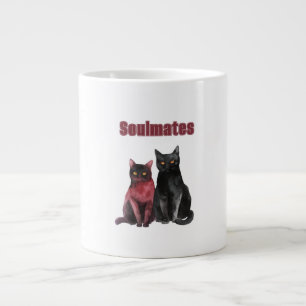 Taza De Café Gigante Almas Gemelas Gatos Rojos Negros