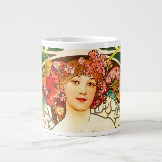 Taza De Café Gigante Alphonse Mucha Art Nouveau Daydream (Frente)