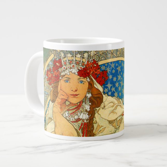 Taza De Café Gigante Alphonse Mucha Art Nouveau Princess Hyacinth (Izquierda)