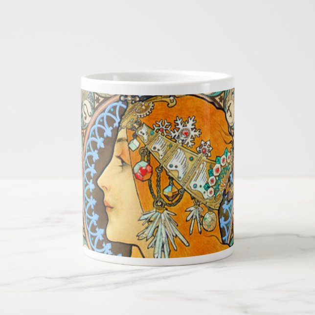 Taza De Café Gigante Alphonse Mucha Art Nouveau Zodiac (Frente)