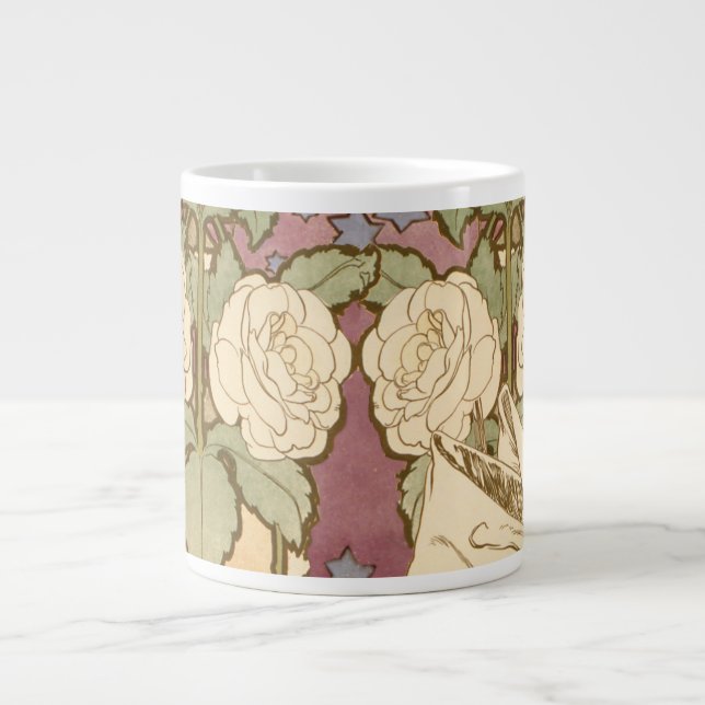 Taza De Café Gigante Alphonse Mucha Elegant Art Nouveau Stars Camellia  (Frente)