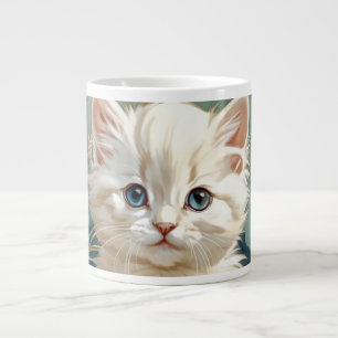 Taza De Café Gigante Alphonse Mucha Estilo Gato Blanco