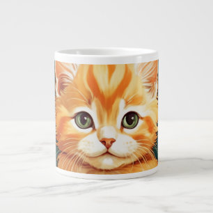 Taza De Café Gigante Alphonse Mucha Style Naranja Cat