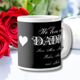 Taza De Café Gigante "Amamos a nuestro papá" Nombres personalizados Sim