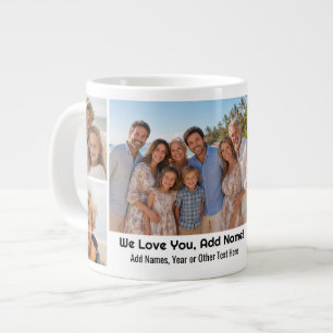 Taza De Café Gigante Amamos Agregar Nombre - Colaje de Fotos con 7 Foto