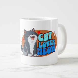 Taza De Café Gigante Amante de gatos Maullido - gato azul