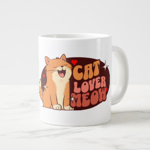 Taza De Café Gigante Amante de gatos Maullido - gato naranja