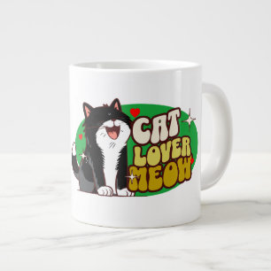 Taza De Café Gigante Amante de gatos Maullido - gato negro