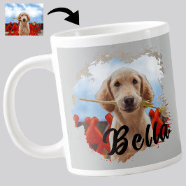 Taza De Café Gigante Amante de un perro simple y moderno