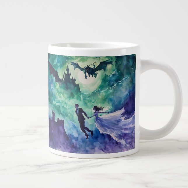 Taza De Café Gigante Amantes voladores - Pintura de acuarela (Derecha)