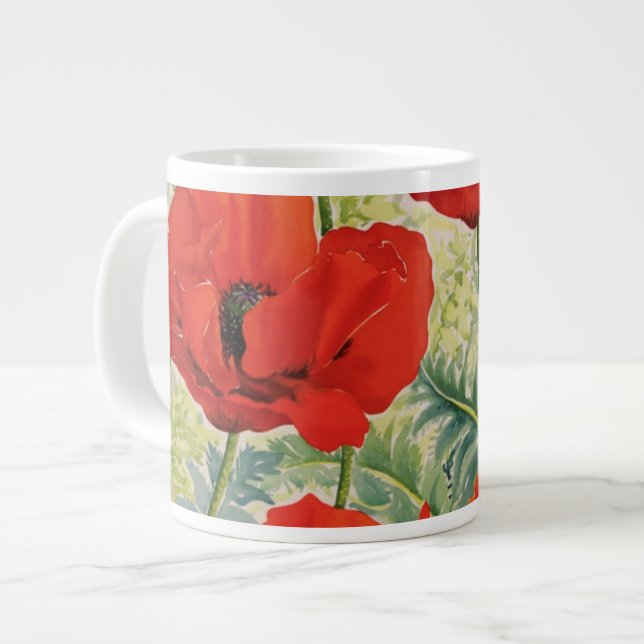 Taza De Café Gigante Amapolas rojas grandes (Izquierda)