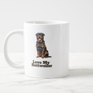 Taza De Café Gigante "Amar a mi Rottweiler