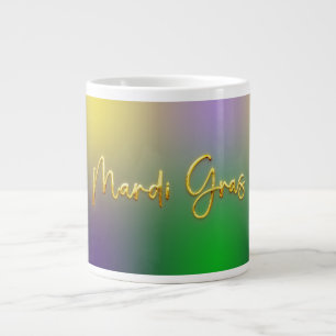 Taza De Café Gigante Amarillo, Púrpura, Verde de Mardi Gras