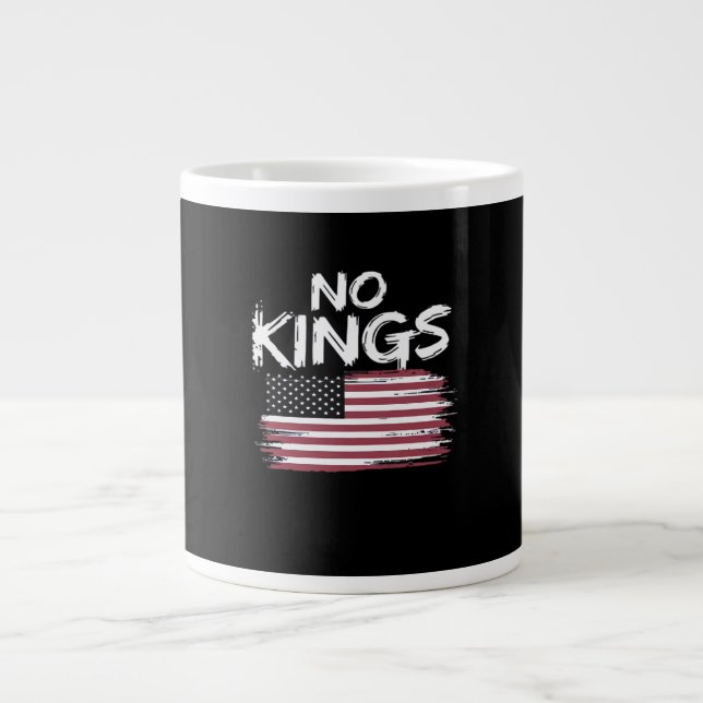 Taza De Café Gigante American Flag Upside Down Distress No Kings Long F (Frente)