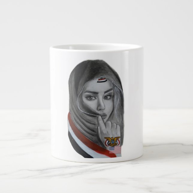 Taza De Café Gigante American Girl with Yemeni Roots – Yemen Flag (Frente)