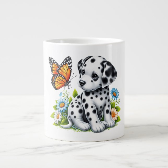Taza De Café Gigante Amigos de Cute Dalmatian/Butterfly (Frente)