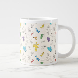 Taza De Café Gigante Amigos de la Calle Sésamo   Patrón Vintage Colorid