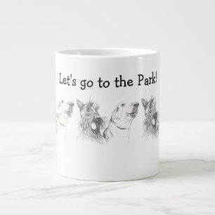 Taza De Café Gigante Amigos Escocés Terrier Labrador Al Parque