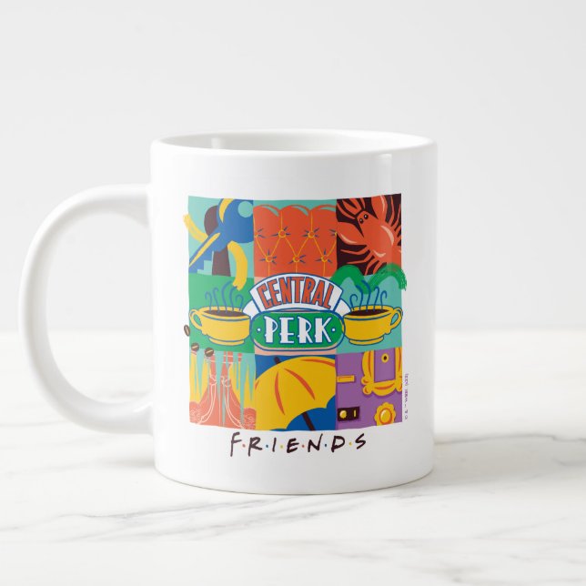 Taza De Café Gigante AMIGOS™ | Gráfico vibrante de Perk central (Izquierda)
