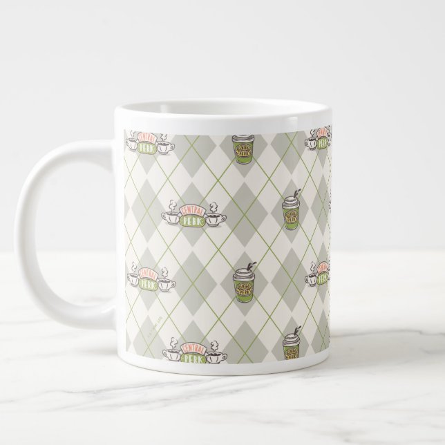 Taza De Café Gigante AMIGOS™ | Patrón de argyle de Perk central (Izquierda)