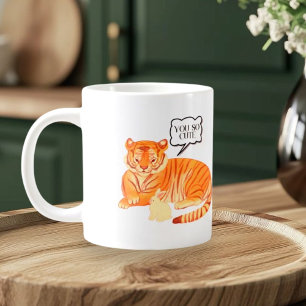 Taza De Café Gigante Amistad entre tigres y conejitos - Ilustra de anim
