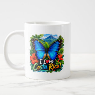 Taza De Café Gigante Amo a Costa Rica Blue Morpho y Tucán