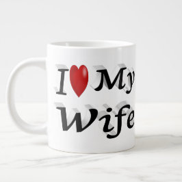 Taza De Café Gigante Amo a mi esposa lindo texto negro