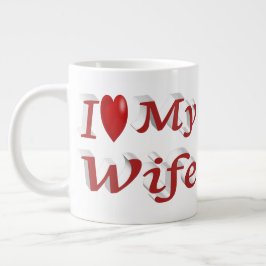 Taza De Café Gigante Amo a mi esposa un lindo texto rojo