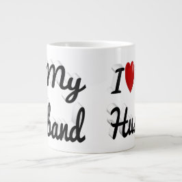 Taza De Café Gigante Amo a mi marido lindo texto negro