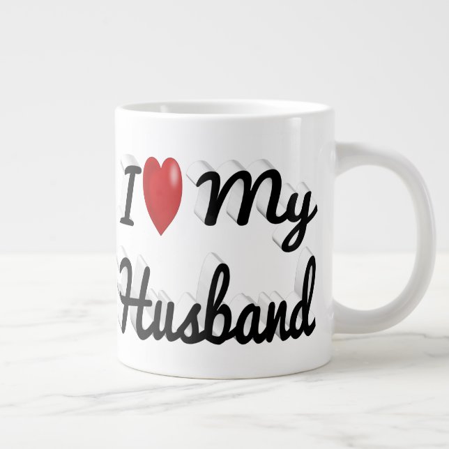 Taza De Café Gigante Amo a mi marido lindo texto negro (Derecha)