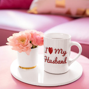 Taza De Café Gigante Amo a mi marido lindo texto rojo