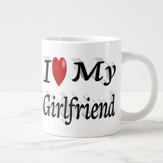 Taza De Café Gigante Amo a mi novia lindo texto negro (Derecha)